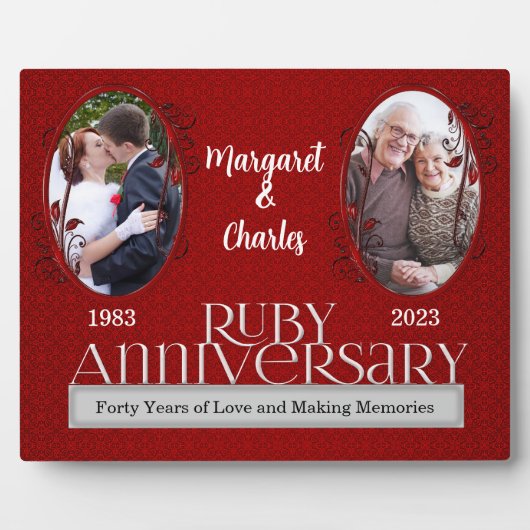 Plaque Photo 8x10 Ruby 40th Wedding Anniversary Photo (Devant)