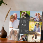 Plaque Photo 90e anniversaire 7 photo Collage gris foncé<br><div class="desc">Dites Joyeux 90e anniversaire avec une plaque photo personnalisée. Le modèle photo est mis en place pour vous d'ajouter 7 de vos photos préférées qui sont affichées dans un collage photo autour de la salutation d'anniversaire. Le texte se lit simplement "Joyeux 90ème anniversaire" dans la typographie décontractée. "90ème" est en...</div>