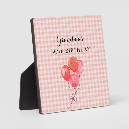 Plaque Photo 90e anniversaire de grand-mère (Recto)