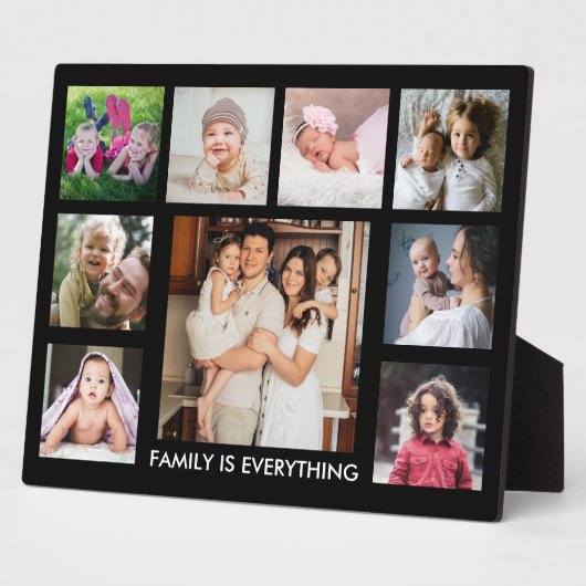 Plaque Photo 9 Photo Collage Family Is Everything Quote Black (Côté)