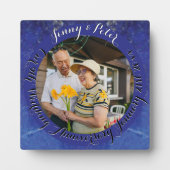 Plaque Photo 9e anniversaire Mariage ronde Lapis Lazuli cadre (Devant)