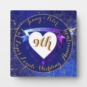 Plaque Photo 9th Wedding Anniversary Lapis Lazuli Color    (Devant)
