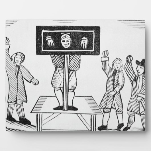 Plaque Photo A Guilty Man in the Village Pillory (Devant)