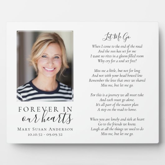 Plaque Photo À jamais dans nos cœurs Photo Prière funéraire (Devant)