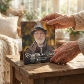 Plaque Photo « À jamais dans nos cœurs » Typographie Mémorial