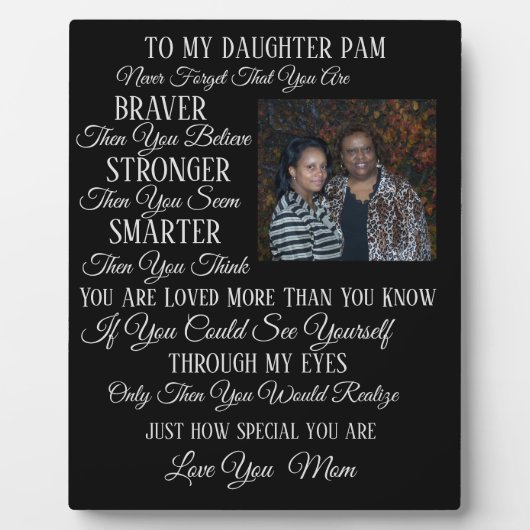 Plaque Photo À Ma Fille, Fils, Soeur, Frère, Etc (Devant)