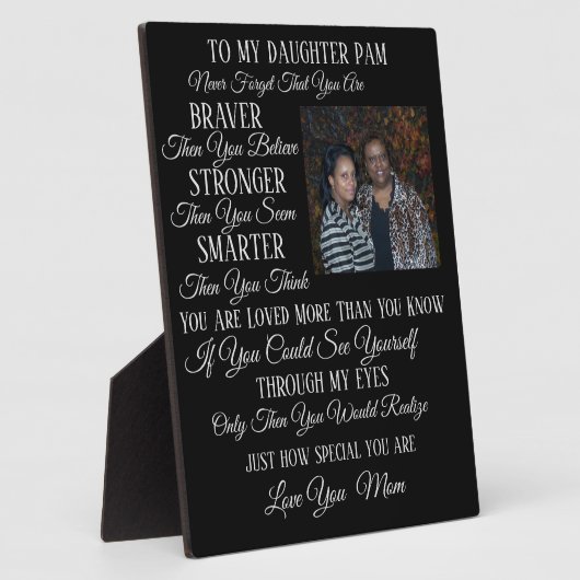 Plaque Photo À Ma Fille, Fils, Soeur, Frère, Etc (Côté)