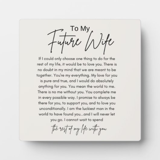 Plaque Photo À ma future épouse (Devant)