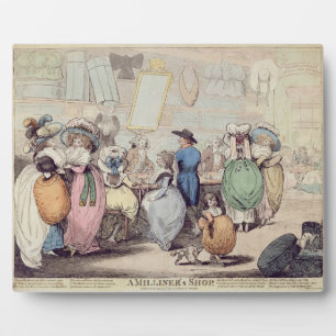Plaque Photo A Milliner's Shop, published en 1787