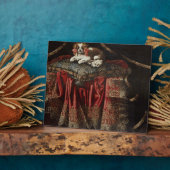 Plaque Photo A spaniel seated on embroidered cushion (Côté)
