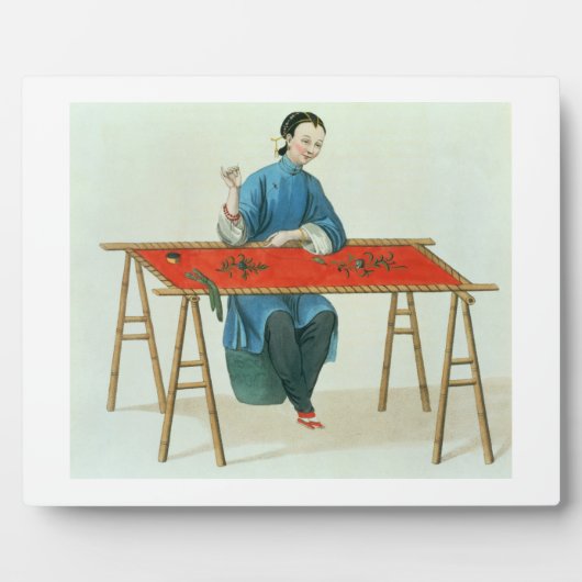 Plaque Photo A Woman Embroidering (Devant)