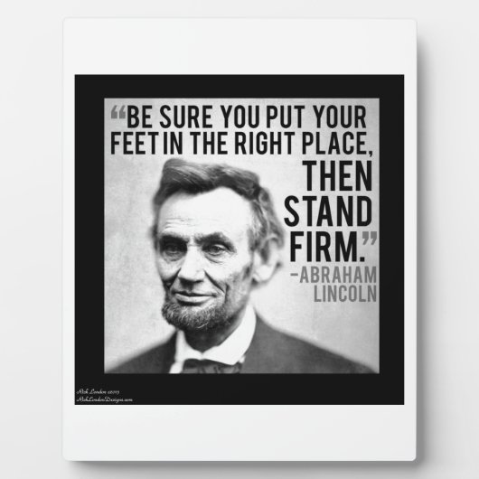 Plaque Photo Abe Lincoln & Citation "Stand Firm" (Devant)