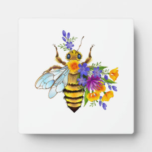 Plaque Photo Abeille à fleurs avec plantes sauvages