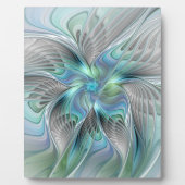 Plaque Photo Abstrait Bleu Vert Papillon Imaginaire Fractal Art (Devant)