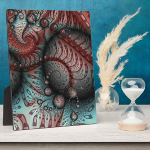 Plaque Photo Abstrait Fantastique Vivant Art Fractal Brun Bleu