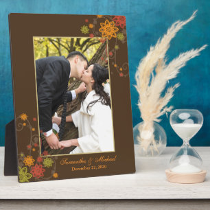 Plaque Photo Abstrait Floral Newlyweds Cadeau Mariage Photo