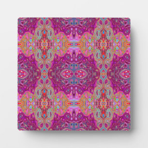 Plaque Photo Abstrait Magenta Pink, Bleu et Rouge Motif Super