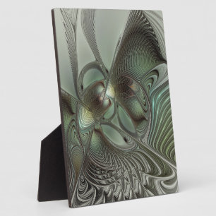 Plaque Photo Abstrait Olive Sage Green Grey Fractal Art Imagina