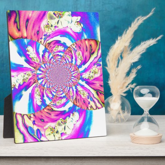 Plaque Photo Abstraite orchidée rose mandala rose rétro (Côté)