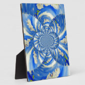 Plaque Photo Abstraite peinture florale bleue blanche (Côté)