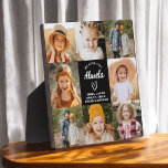 Plaque Photo Abuela We Love You Hearts Modern Photo Collage<br><div class="desc">La Plaque de collage photo moderne Abuela We Love You Heart est un cadeau émouvant et personnalisé qui met en valeur votre amour pour votre grand-mère. Cette plaque magnifiquement conçue comprend un collage photo en forme de coeur, vous permettant d'ajouter vos photos de famille préférées dans un agencement moderne et...</div>