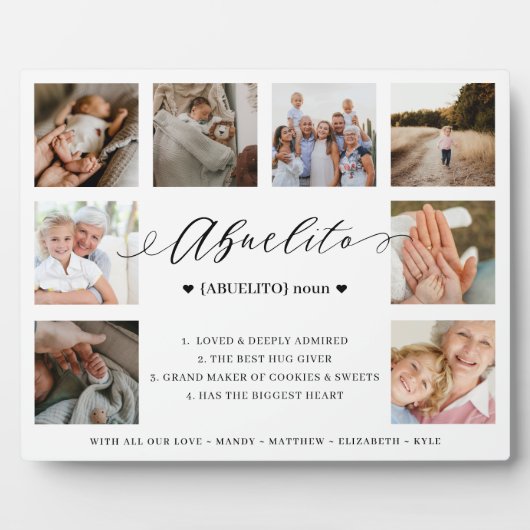 Plaque Photo Abuelito Définition Script Photo Collage Keepsaké (Devant)