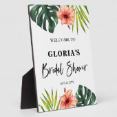 Plaque Photo Accueil de la douche de mariée aux feuilles tropic (Côté)