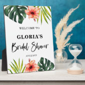 Plaque Photo Accueil de la douche de mariée aux feuilles tropic (Côté)