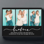 Plaque Photo Accueil Famille Chants Typographie moderne Trois p<br><div class="desc">Ce design moderne présente trois de vos photos préférées avec le texte "maison - l'histoire de qui nous sommes et une collection de toutes les choses que nous aimons" dans la typographie moderne #photo #cadeaux #cadeaux #cadeaux #cadeaux #cadeaux #giftsforher #girly #famille #maison #cadeaux #anniversaire #cadeaux #cadeaux personnalisés #cadeaux</div>