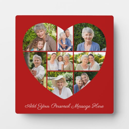 Plaque Photo Add Your Own Greeting 8 Photo Collage Heart Cutout (Devant)