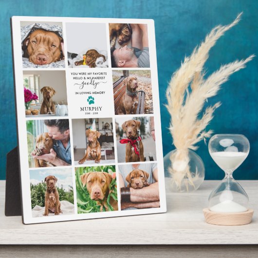 Plaque Photo Adieu le plus dur | Collage de 11 photos de mémori (Côté)