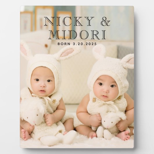 Plaque Photo Adorable Twins Photo (Devant)