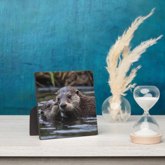 Plaque Photo **"Adrift in Love : Mummy and Baby Otter"** (Insitu)