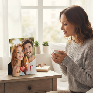 Plaque Photo Affichage photo de cœur rouge pour couple romantiq