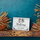 Plaque Photo Affiche de bienvenue Mariage Rustique Floral Vache (Côté)