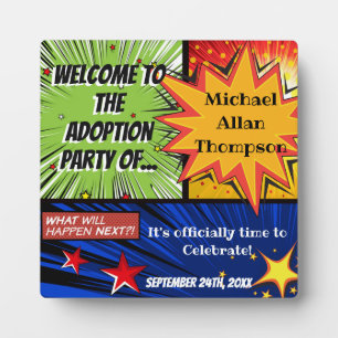Plaque Photo Affiche de bienvenue Super Hero Adoption Party