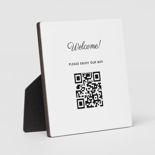 Plaque Photo Affiche de bienvenue WIFI avec code QR (Recto)