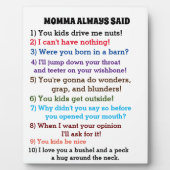 PLAQUE PHOTO AFFICHE TOUTE MA MÈRE A DIT (Devant)