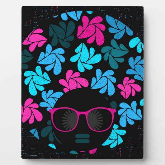 Plaque Photo Afro Diva Turquoise & Rose Chaude (Devant)