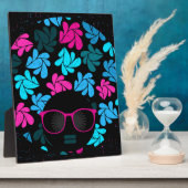 Plaque Photo Afro Diva Turquoise & Rose Chaude (Côté)