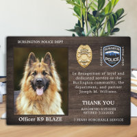 Agent de police de la retraite de chien Appréciati