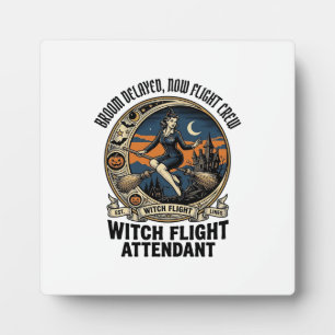 Plaque Photo agente de bord sorcière balai de Halloween cassé c