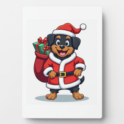 Plaque Photo Aide de Père Noël Rottweiler (Devant)