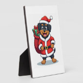 Plaque Photo Aide de Père Noël Rottweiler (Côté)