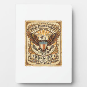 Plaque Photo Aigle chauve vintage patriotique en détresse