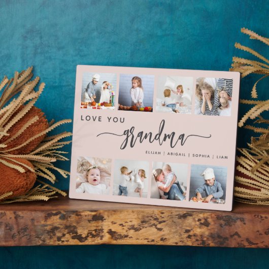 Plaque Photo Aimez-vous Grand-mère 8 Photo Collage rose (Côté)
