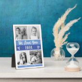 Plaque Photo Aimez-vous Papa | Grille photo couleur bleue (Côté)