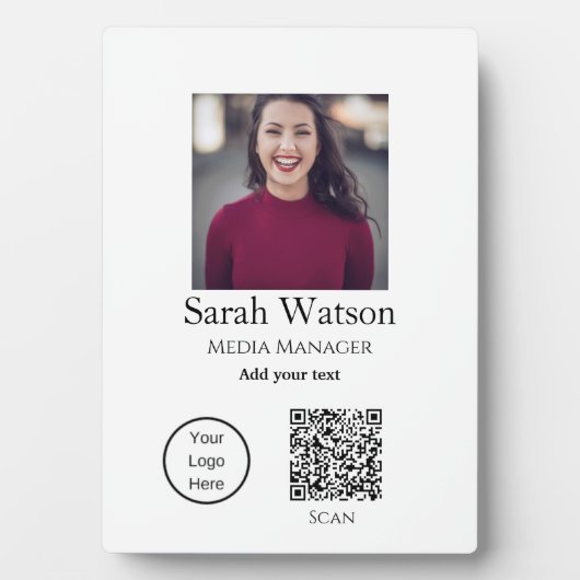 Plaque Photo Ajouter votre nom image titre détails commerciaux  (Devant)