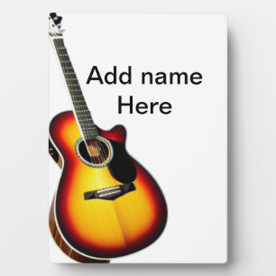 Plaque Photo Ajoutez votre nom texte guitare acoustique marron