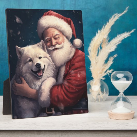 Plaque Photo Akita avec Noël du Père Noël (Côté)